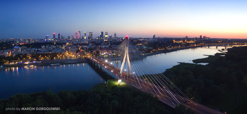 warszawa,most swietokrzyski,nocne,noca,panorama