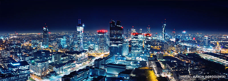 warsaw skyline,warsaw by night