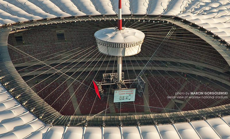 stadion narodowy,iglica,dach z lotu ptaka,lotnicze