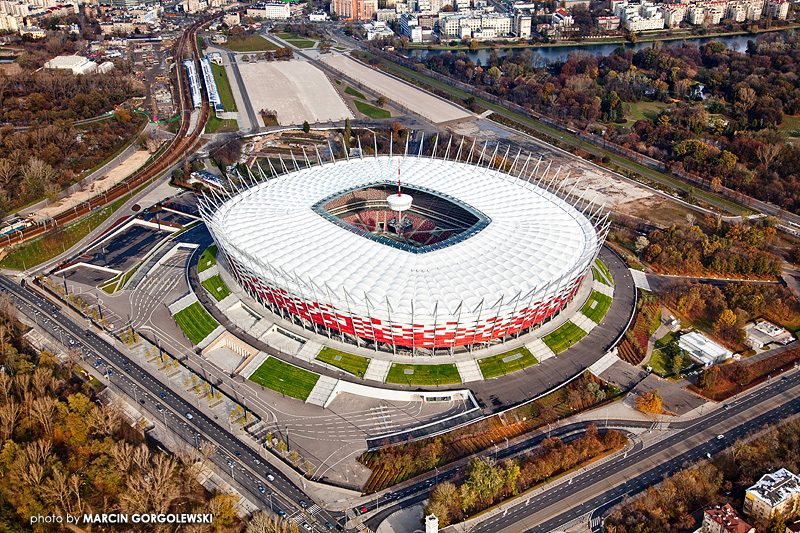 stadion narodowy,warszawa,fotografia lotnicza