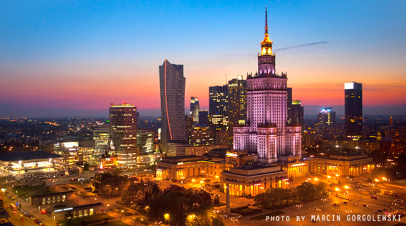 warsaw by night,warszawa noca,panorama