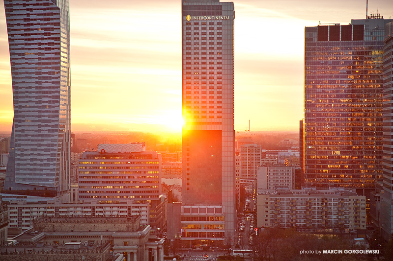 warsaw sunset,hotel intercontinental