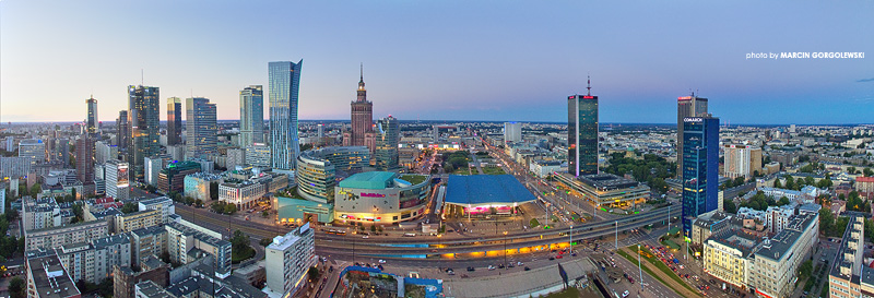 wieczorna panorama warszawy,widok warszawa