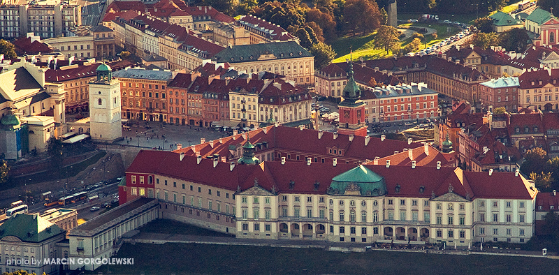 zamek krolewski,panorama,lotnicze,z lotu ptaka,o zachodzie slonca