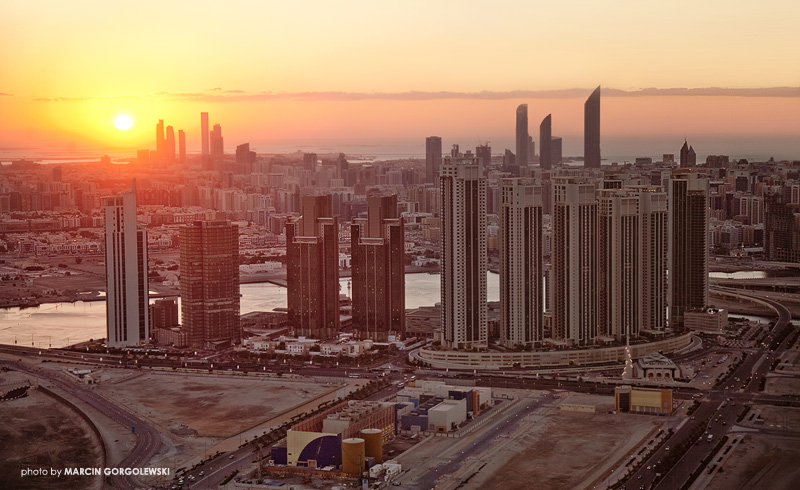 abu dhabi downtown sunset